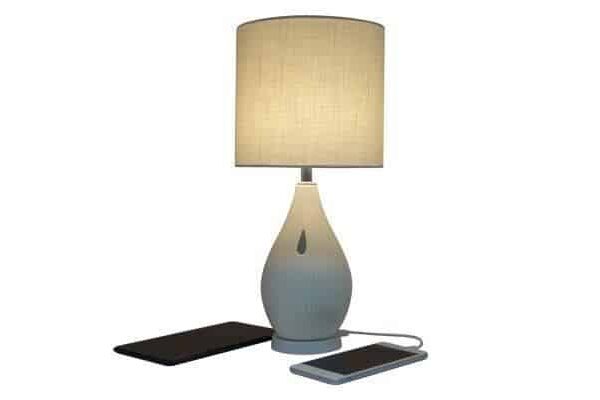 Macally Ceramic LED Table Lamp with 2 Port USB-A Charger