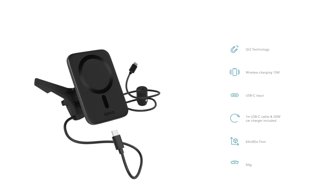 Qi2 Mag+ Ultrathin Car Charger 12